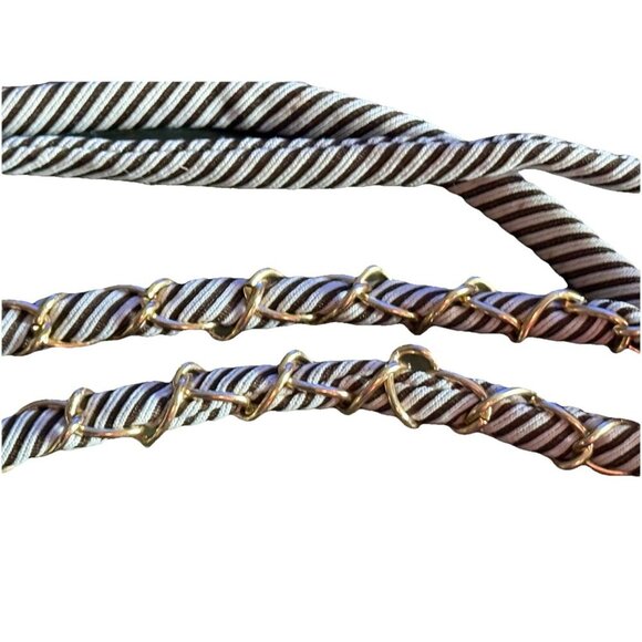 Brown Beige Stripes Round Braided Gold Chain Rope Strap Belt Women Glam Rock - Picture 5 of 6